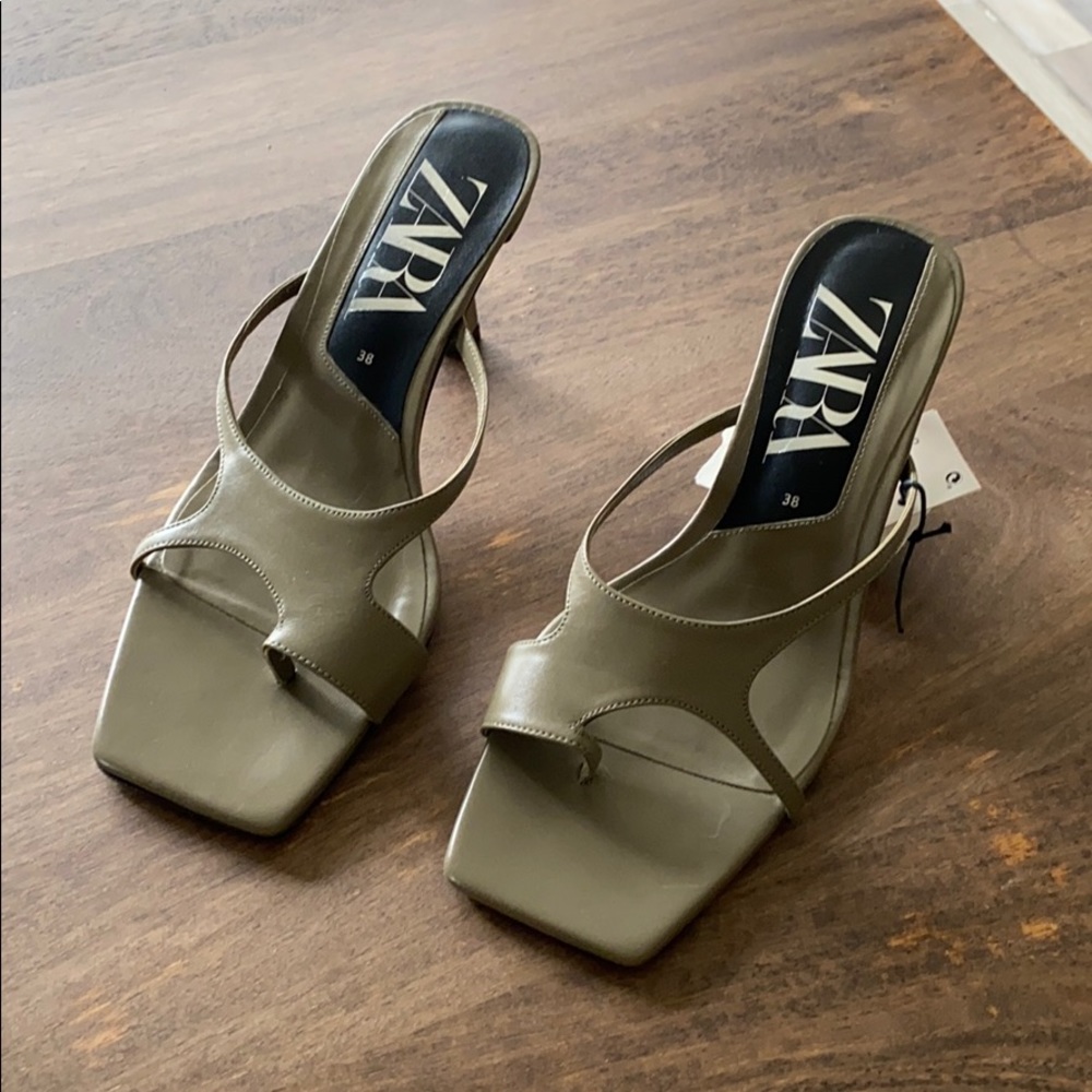 Zara Asymmetric Sandals in Khaki